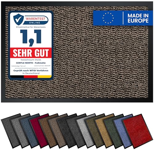 Gentle North Hochwertige Fußmatte beige 40x60cm groß für Innen & Außen - Schmutzfangmatte rutschfest, waschbar & wetterfest - Fussmatte für Eingangsbereich & Aussenbereich - Läufer Flur dünn von Gentle North