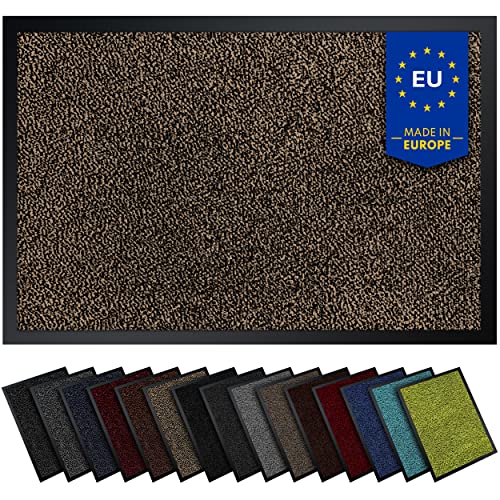 Gentle North Hochwertige Fußmatte beige-schwarz 60x90 groß für Innen & Außen - Schmutzfangmatte rutschfest, waschbar & wetterfest - Fussmatte für Eingangsbereich & Aussenbereich - Läufer Flur dünn von Gentle North