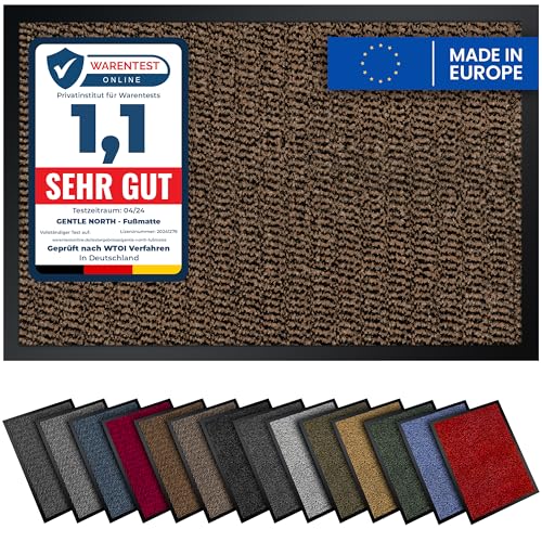 Gentle North Hochwertige Fußmatte beige schwarz 90x150cm groß für Innen & Außen - Schmutzfangmatte rutschfest, waschbar & wetterfest - Fussmatte für Eingangsbereich & Aussenbereich - Läufer Flur dünn von Gentle North