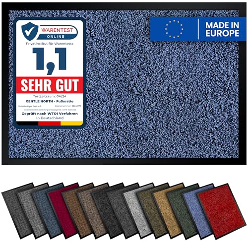 Gentle North Hochwertige Fußmatte blau 40x60 groß für Innen & Außen - Schmutzfangmatte rutschfest, waschbar & wetterfest - Fussmatte für Eingangsbereich & Aussenbereich - Läufer Flur dünn von Gentle North