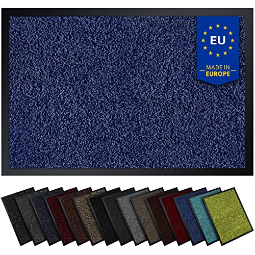 Gentle North Hochwertige Fußmatte blau 40x60 groß für Innen & Außen - Schmutzfangmatte rutschfest, waschbar & wetterfest - Fussmatte für Eingangsbereich & Aussenbereich - Läufer Flur dünn von Gentle North