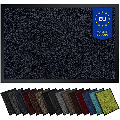 Gentle North Hochwertige Fußmatte blau-schwarz 90x150 groß für Innen & Außen - Schmutzfangmatte rutschfest, waschbar & wetterfest - Fussmatte für Eingangsbereich & Aussenbereich - Läufer Flur dünn von Gentle North