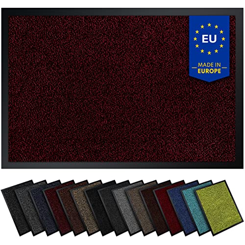 Gentle North Hochwertige Fußmatte rot-schwarz 90x120 groß für Innen & Außen - Schmutzfangmatte rutschfest, waschbar & wetterfest - Fussmatte für Eingangsbereich & Aussenbereich - Läufer Flur dünn von Gentle North