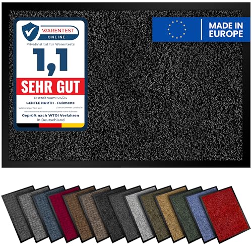 Gentle North Hochwertige Fußmatte schwarz 40x60 groß für Innen & Außen - Schmutzfangmatte rutschfest, waschbar & wetterfest - Fussmatte für Eingangsbereich & Aussenbereich - Läufer Flur dünn von Gentle North