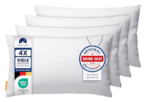 Gentle North Kopfkissen (30x50 cm groß) - 4er Set Kissen für Bett und als Dekokissen - Mit Reißverschluss für Füllung - Sofakissen - Zierkissen für Couch und Sofa - Ökotex - Waschbar bis 60° - Weiß von Gentle North