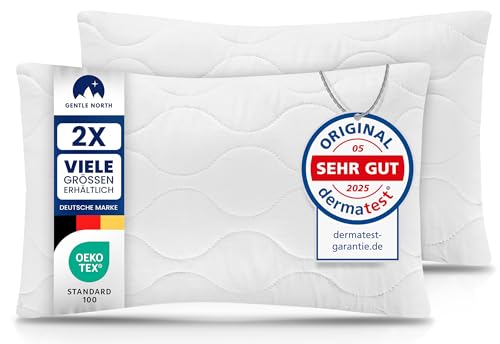 Gentle North Kopfkissen (40x60 cm groß) - 2er Set Kissen für Bett und als Dekokissen - Mit Reißverschluss für Füllung - Sofakissen - Zierkissen für Couch und Sofa - Ökotex - Waschbar bis 60° - Weiß von Gentle North