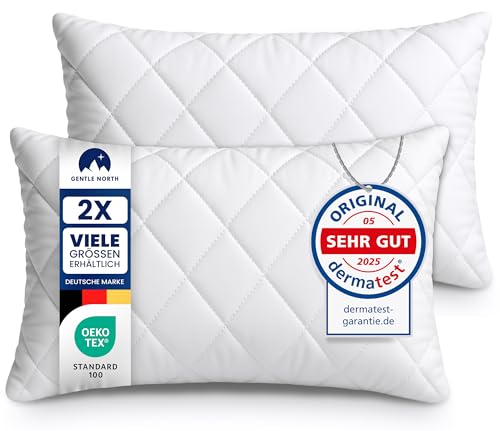 Gentle North Kopfkissen (50x60 cm groß) - 2er Set Kissen für Bett und als Dekokissen - Mit Reißverschluss für Füllung - Sofakissen - Zierkissen für Couch und Sofa - Ökotex - Waschbar bis 60° - Weiß von Gentle North