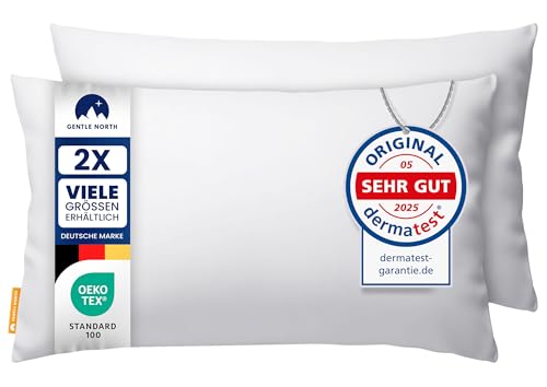 Gentle North Kopfkissen (50x80 cm groß) - 2er Set Kissen für Bett und als Dekokissen - Mit Reißverschluss für Füllung - Sofakissen - Zierkissen für Couch und Sofa - Ökotex - Waschbar bis 60° - Weiß von Gentle North