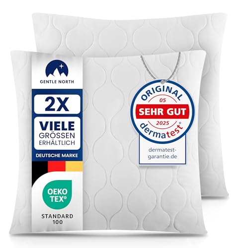 Gentle North Kopfkissen (60x60 cm groß) - 2er Set Kissen für Bett und als Dekokissen - Mit Reißverschluss für Füllung - Sofakissen - Zierkissen für Couch und Sofa - Ökotex - Waschbar bis 60° - Weiß von Gentle North