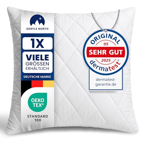 Gentle North Kopfkissen (80x80 cm groß) - Kissen für Bett und als Dekokissen - Mit Reißverschluss für Füllung - Sofakissen - Zierkissen für Couch und Sofa - Ökotex - Waschbar bis 60° - Weiß von Gentle North