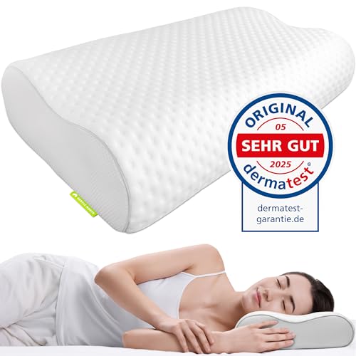 Gentle North Orthopädisches Nackenstützkissen - Kopfkissen auf hochwertigem Memory Foam (höhenverstellbar) - Ergonomisches Nackenkissen als Anti-Schnarch-Kissen - Waschbar 40°C von Gentle North