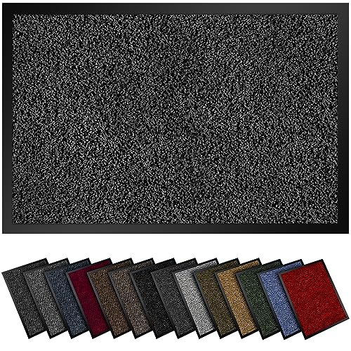 Hochwertige Fußmatte Anthrazit Schwarz 60x80cm groß für Innen & Außen - Schmutzfangmatte rutschfest, waschbar & wetterfest - Fussmatte für Eingangsbereich & Aussenbereich - Läufer Flur dünn von Gentle North