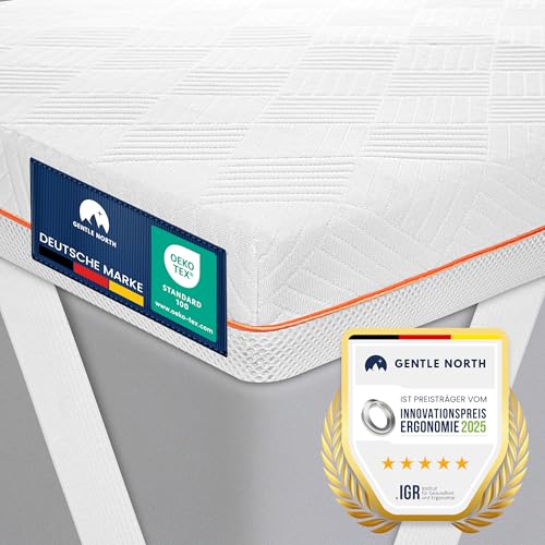 Hochwertiger Topper 80x200cm 7cm hoch - H2/H3 Matratzentopper mit weicher Gel-Memory- und stützender Komfortschicht - Ökotex 100 Zertifiziert - Bezug atmungsaktiv & waschbar von Gentle North