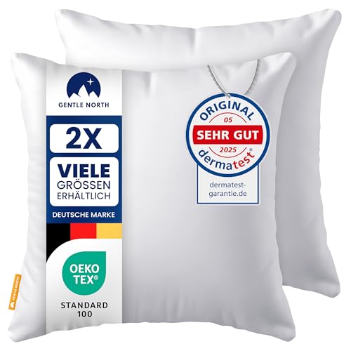 Gentle North Kopfkissen (60x60 cm groß) - 2er Set Kissen für Bett und als Dekokissen - Mit Reißverschluss für Füllung - Sofakissen - Zierkissen für Couch und Sofa - Ökotex - Waschbar bis 60° - Weiß von Gentle North