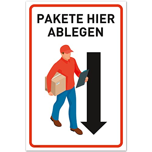 Paket Ablageort Schild (30 x 20 cm Kunststoff) - Ablageort für Zustellung Kennzeichnung - Paketbox Schild - Abstellgenehmigung erteilen von Gentle North