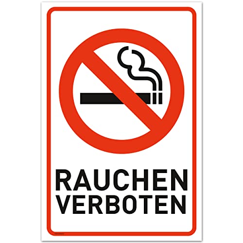 Rauchen Verboten Schild 30x20 cm Kunststoff - UV-Resistent - Für Außen und Innen - Perfekte Alternative zum Nicht Rauchen Aufkleber - Rauchen verboten Schild von Gentle North