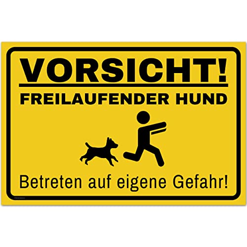 Vorsicht Hund Schild (30 x 20 cm) - Warnung vor dem Hund Schilder - Schild Hund Warnung aus hochwertigem Kunststoff - Hundeschilder Warnung - Gelb von Gentle North