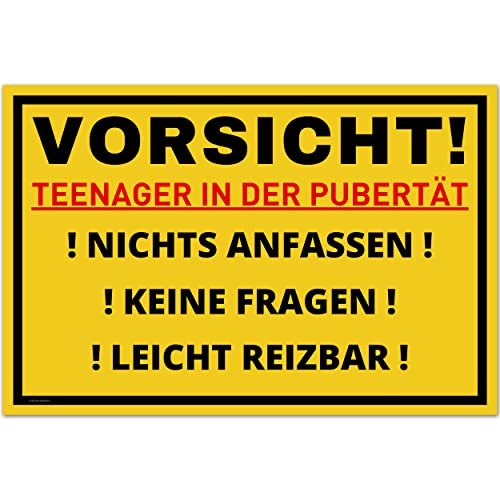 Vorsicht Teenager Schild (30 x 20 cm) - Lustiges Geschenk für Teenager zur Jugendweihe oder zum Geburtstag -Türschild als Teenager Zimmer Deko - Für Jungen und Mädchen von Gentle North