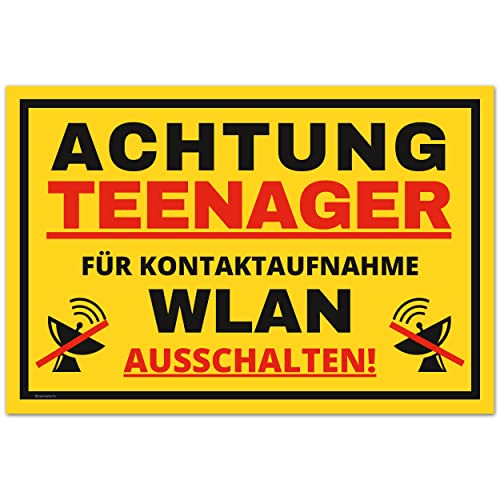 Vorsicht Teenager Schild (30 x 20 cm) - Lustiges Geschenk für Teenager zur Jugendweihe oder zum Geburtstag -Türschild als Teenager Zimmer Deko - Für Jungen und Mädchen von Gentle North