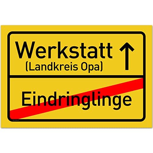 Werkstatt Schild als Geschenk für Papa oder Opa zu Weihnachten - Geschenkideen für den Vater und Opa zu Vatertag oder Geburtstag - 30x20 cm Kunststoff Ortsschild Werkstatt Schild als Geschenk für Papa oder Opa zu Weihnachten - Geschenkideen für den Vater und Opa zu Vatertag oder Geburtstag - 30x20 cm Kunststoff Ortsschild von Gentle North