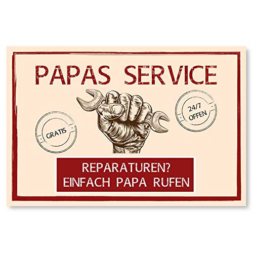 Werkstatt Schild als Geschenk für Papa zu Weihnachten - Geschenkideen für den Vater zu Vatertag oder Geburtstag - 30x20 cm Kunststoff Papas Service von Gentle North
