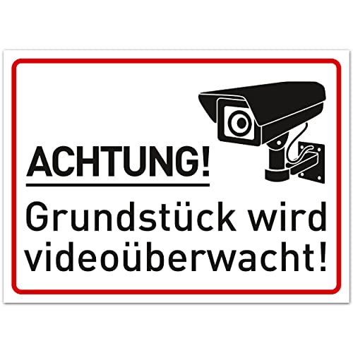 XXL Schild Achtung Videoüberwachung (44x32 cm Kunststoff) - Schild Videoüberwachung von Gentle North