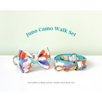 Juno Camo Walk Set - Hundehalsband, Leine Und Fliege // Handgemachtes Luxus Geschenk Für Mädchen Jungen Geburtstagsparty von GentleCollar