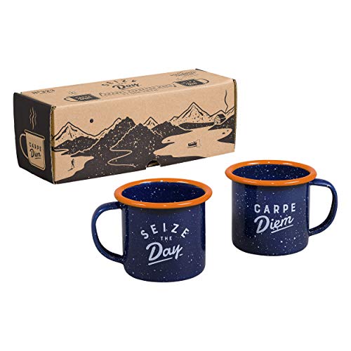 Gentlemen's Hardware GEN323 Enamel, Camping and Hiking Coffee Cups Emaille-Espresso-Set, marineblau/orange von Gentlemen's Hardware