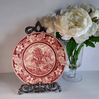 Coalport Staffordshire England Pastoral Kings Ware 1891 ~ 1920 Rot Rosa Eisenstein Transferware 10 1/2 "Platte von GentlyLovedCA