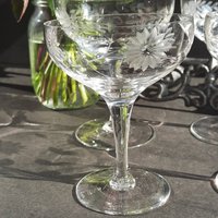 Vintage Geätzte Kornblumen Gläser. 4 Stück, Sehr Guter Zustand, Keine Chips, Kein Riss von GentlyLovedCA