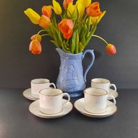 Vintage Life Style Ofen Zu Tisch Jg Meakin Kaffee/Teetassen Und Untertassen, Hergestellt in England, Cremefarbe Gesprenkeltes Braun von GentlyLovedCA