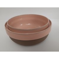 Vintage Rosa Und Braune Midwinter Stone Mixing Bowls, Spülmaschinen - Mikrowellengeeignet, Hergestellt in Japan. Ofen Zum Tisch. 2 Stück von GentlyLovedCA