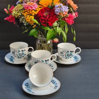 Vintage Sadler Teetasse Und Untertassen, Wellington Fine China, Made in England. 8stk Hervorragender Zustand, Keine Chips, Risse Haarrisse von GentlyLovedCA