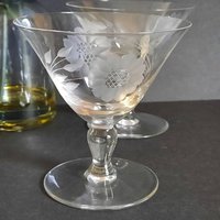 Vintage W.j. Hughes Cornflower Kristall Sorbet Gläser Mit Kerzendocht Stiel. 4 Stück von GentlyLovedCA