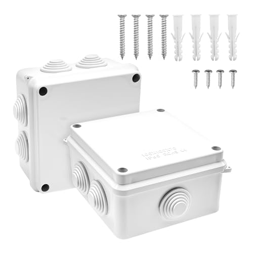 Gentpovth 2 Stück Anschlussdose Wasserdicht IP65, 100 mmx100 mmx70 mm, ABS Gehäuse Abzweigdose, Abzweigkasten Aufputz, Verteilerkasten Außen, Außen Kunststoff Steckerverschraubung Elektrische Box von Gentpovth