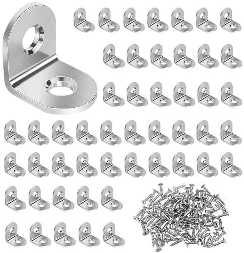 Gentpovth 50 Stück Winkelverbinder Edelstahl, 20 x 20 x 16mm Eckverbinder Wandhalter, Winkel Metall 90 Grad mit 105 Stück Schrauben, hervorragendem Korrosionsschutz, für Möbel, Stuhl, Tisch, Fenster von Gentpovth