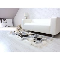 Ausverkauf Echt Schaffell, Rechteck Teppich, Boho Stil, Patchwork Pelz Sessel Bezug, Lammfell Leder Grau Braun Überwurf 798 von GenuineSheepskin