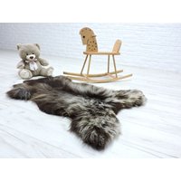 Echter Schaffellteppich, Nähenteppich, Shag Teppich, Fellteppich, Braun Graues Großes Schaffell, Echtfellwurf, Boho, Lederteppich, Bank, Stuhlbezug von GenuineSheepskin