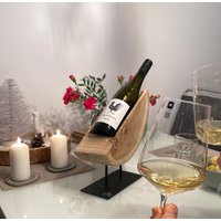 Weinständer Klein - Weinhalter Eichenholz Flaschenhalter Holz Tischdekoration Holz Gastgeschenk Hochzeitsgeschenk von GenussRAUMdesign