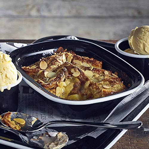 Genware Enamel Pie Dish Black with White Rim 20cm Genware Enamel Pie Dish Black with White Rim 20cm von Genware