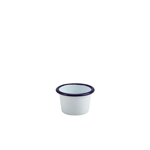 Genware Enamel Ramekin White with Blue Rim 7cm Dia 90ml/ 3.2oz von Genware
