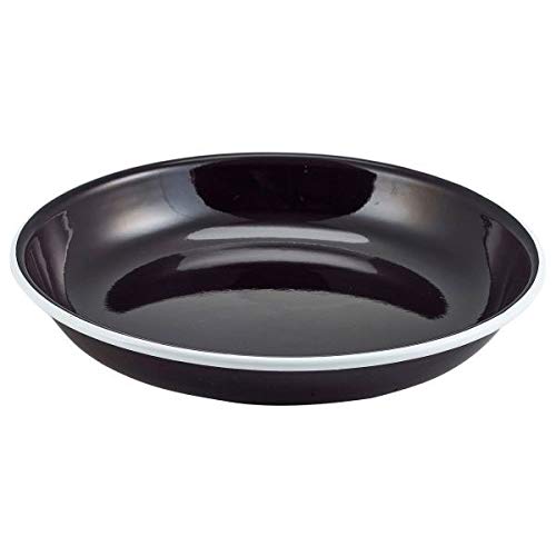 Genware Enamel Rice/Pasta Plate Black with White Rim 20cm Genware Enamel Rice/Pasta Plate Black with White Rim 20cm von Genware