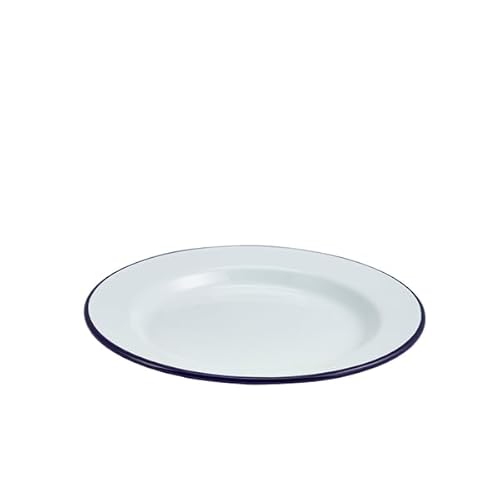 Genware Enamel Wide Rim Plate White & Blue 24cm Genware Enamel Wide Rim Plate White & Blue 24cm von Genware
