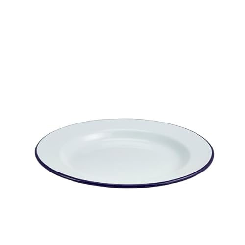 Genware Enamel Wide Rim Plate White & Blue 26cm Genware Enamel Wide Rim Plate White & Blue 26cm von Genware