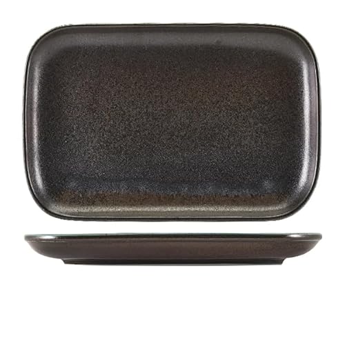 Genware Terra Porcelain Black Rectangular Plate 34.5 x 23.5cm von Genware