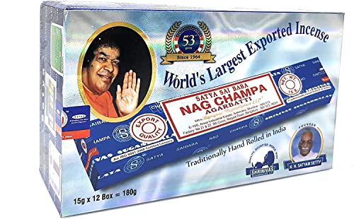 Genuine SATYA SAI BABA - NAG CHAMPA VARIETY MIX 12 X 15G BOXES OF INCENSE, IN. von GeoFossils