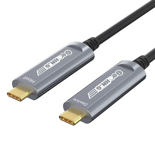 Glasfaser USB C auf USB C Kabel 15M, 10Gbps USB 3.2 High-Speed Datenübertragung Aktives Optisches USB AOC für VR/AR, Quest2, Webcam, Kamera, Mini-PC und Mehr von GeoHN.G