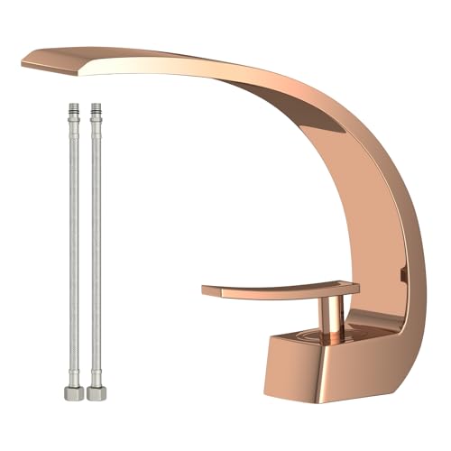 Geobella Badezimmer Waschbecken Wasserhahn Moderne Einloch 1-Griff Wasserhahn, Rose Gold Massiv Messing Wasserhahn, Montieren Gebogene Toilette Wasserhahn Mischbatterie Geobella Badezimmer Waschbecken Wasserhahn Moderne Einloch 1-Griff Wasserhahn, Rose Gold Massiv Messing Wasserhahn, Montieren Gebogene Toilette Wasserhahn Mischbatterie von Geobella