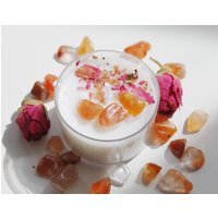 Fünf Stück Karneol Getrommelt Gechipt Kristall Teelicht | Geschenk Für Sie Mini Kerzen Kristallkerze Geschenkbox| , Kerzen von GeodeCrystalz