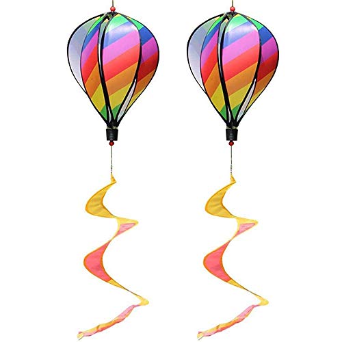 Geofray 2 StüCke Ballon Wind Spinner Gestreifte Wind Sack Ballon Yard Spiral Ballon Wind von Geofray